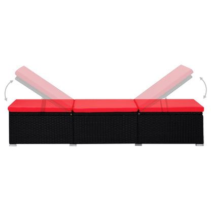 Sonnenliege mit Auflage und Teetisch Poly Rattan Rot - Pazzar.ch
