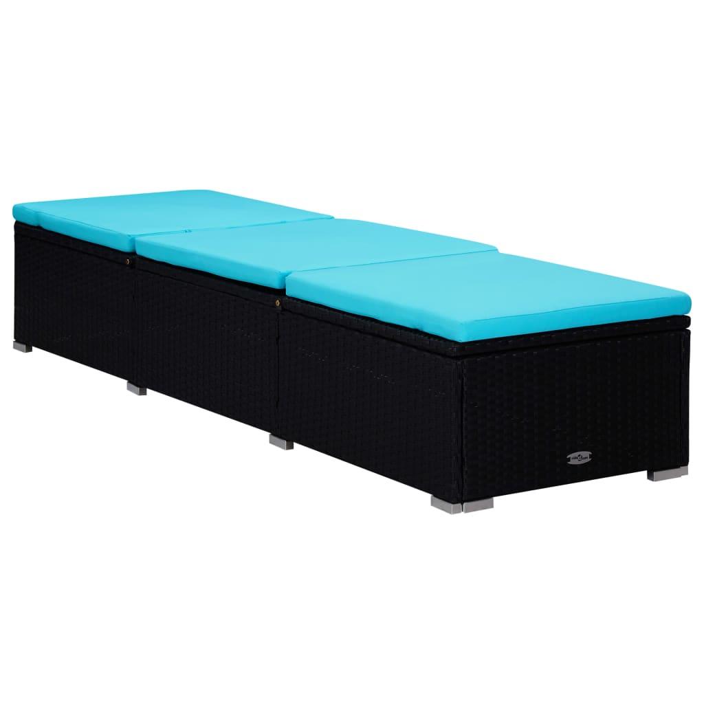 Sonnenliege mit Auflage und Teetisch Poly Rattan Blau - Pazzar.ch