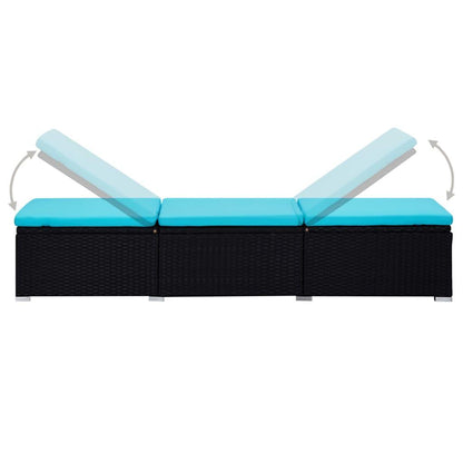 Sonnenliege mit Auflage und Teetisch Poly Rattan Blau - Pazzar.ch