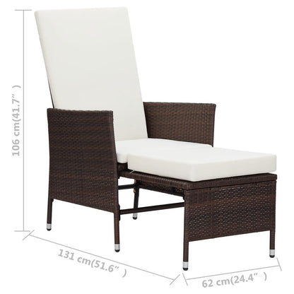 Garten-Liegestuhl mit Auflagen Poly Rattan Braun - Pazzar.ch
