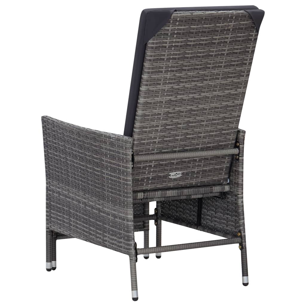 Garten-Liegestuhl mit Auflagen Poly Rattan Grau - Pazzar.ch