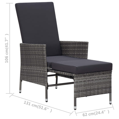 Garten-Liegestuhl mit Auflagen Poly Rattan Grau - Pazzar.ch