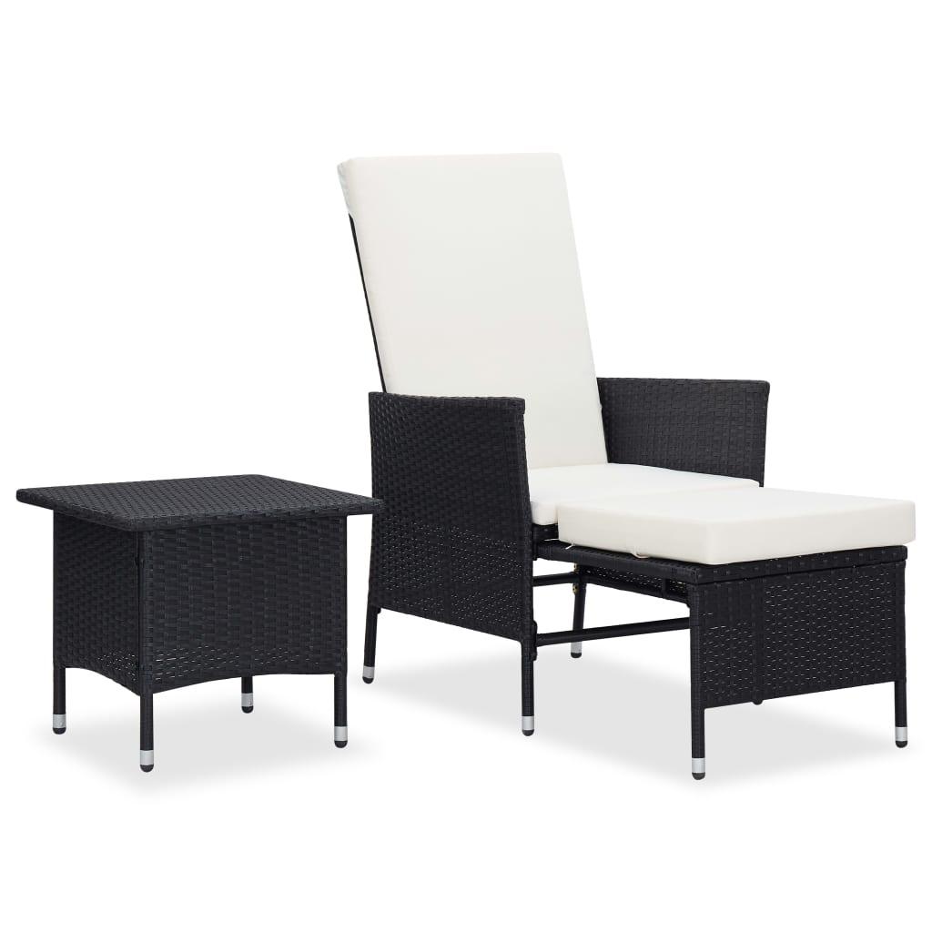2-tlg. Garten-Lounge-Set mit Kissen Poly Rattan Schwarz - Pazzar.ch