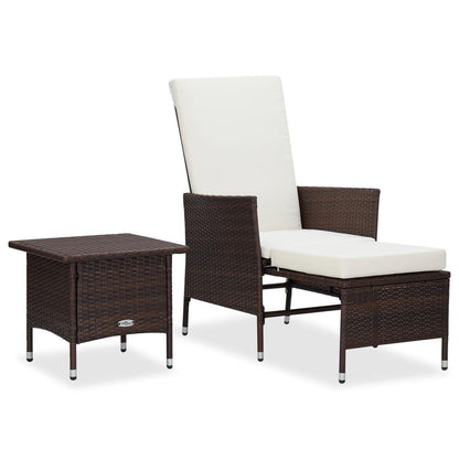 2-tlg. Garten-Lounge-Set mit Kissen Poly Rattan Braun - Pazzar.ch