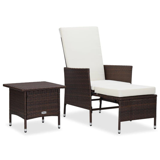 2-tlg. Garten-Lounge-Set mit Kissen Poly Rattan Braun - Pazzar.ch
