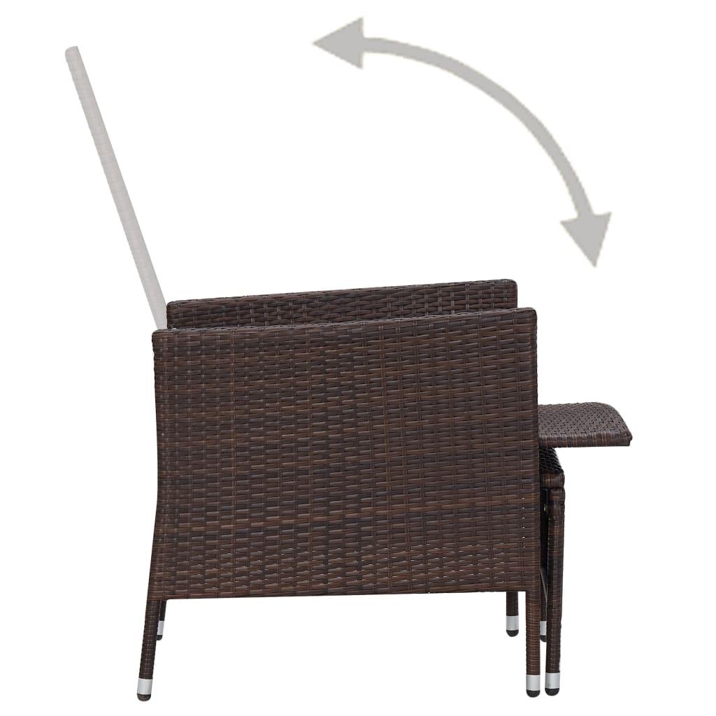 2-tlg. Garten-Lounge-Set mit Kissen Poly Rattan Braun - Pazzar.ch