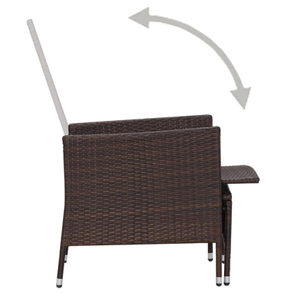 2-tlg. Garten-Lounge-Set mit Kissen Poly Rattan Braun - Pazzar.ch