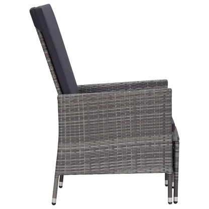 2-tlg. Garten-Lounge-Set mit Kissen Poly Rattan Grau - Pazzar.ch