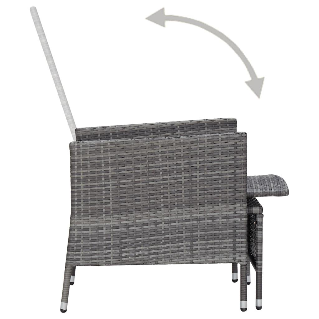 2-tlg. Garten-Lounge-Set mit Kissen Poly Rattan Grau - Pazzar.ch