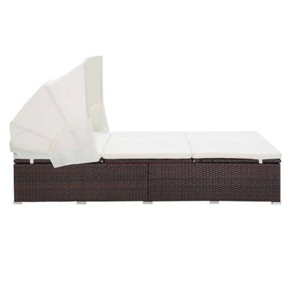 2-Personen-Sonnenliege mit Auflage Poly Rattan Braun - Pazzar.ch