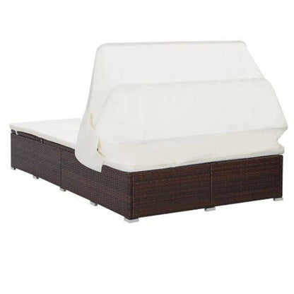 2-Personen-Sonnenliege mit Auflage Poly Rattan Braun - Pazzar.ch