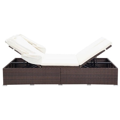 2-Personen-Sonnenliege mit Auflage Poly Rattan Braun - Pazzar.ch