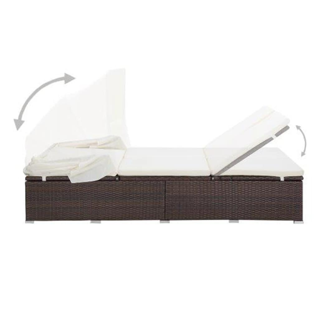 2-Personen-Sonnenliege mit Auflage Poly Rattan Braun - Pazzar.ch