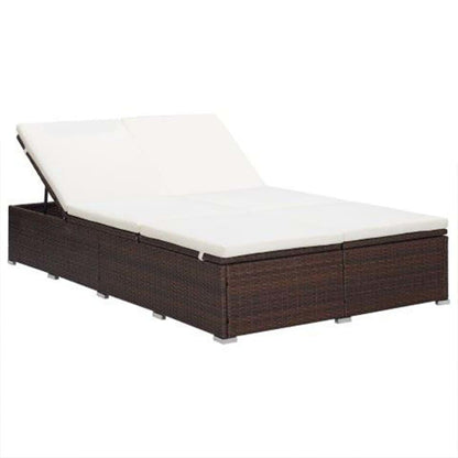 2-Personen-Sonnenliege mit Auflage Poly Rattan Braun - Pazzar.ch