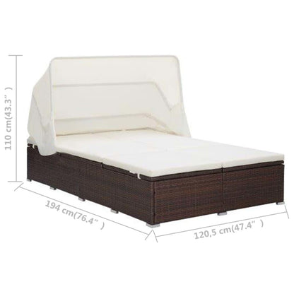 2-Personen-Sonnenliege mit Auflage Poly Rattan Braun - Pazzar.ch