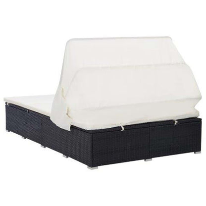 2-Personen-Sonnenliege mit Auflage Poly Rattan Schwarz - Pazzar.ch