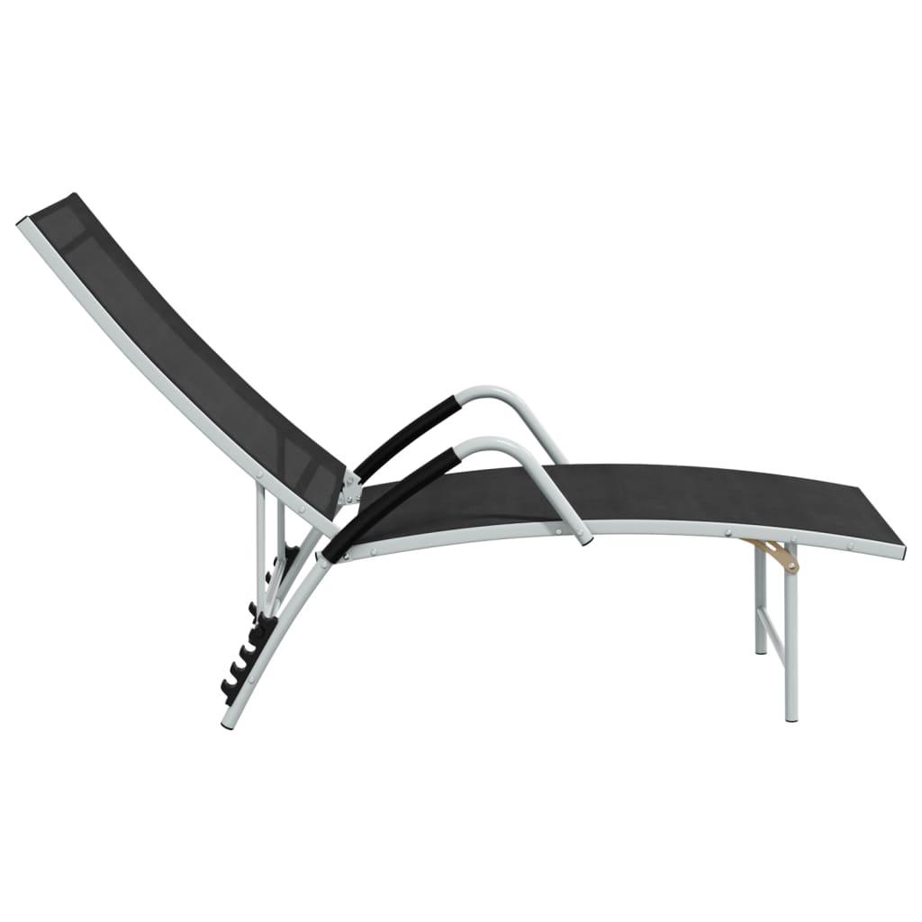 Sonnenliege Textilene und Aluminium Schwarz - Pazzar.ch