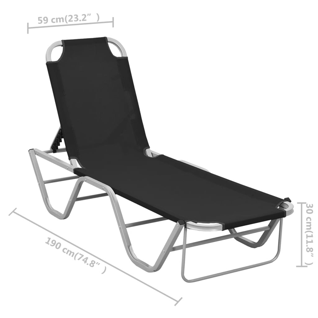 Sonnenliege Aluminium und Textilene Schwarz - Pazzar.ch
