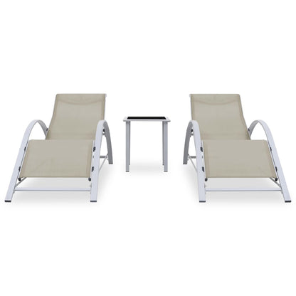 Sonnenliegen 2 Stk. mit Tisch Aluminium Cremeweiß - Pazzar.ch