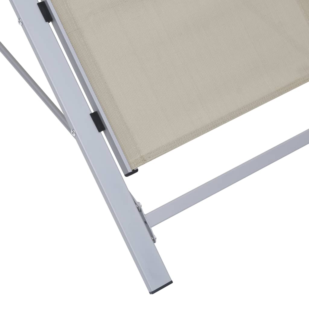 Sonnenliegen 2 Stk. mit Tisch Aluminium Cremeweiß - Pazzar.ch