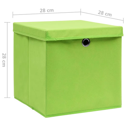 Aufbewahrungsboxen mit Deckeln 10 Stk. 28x28x28 cm Grün - Pazzar.ch
