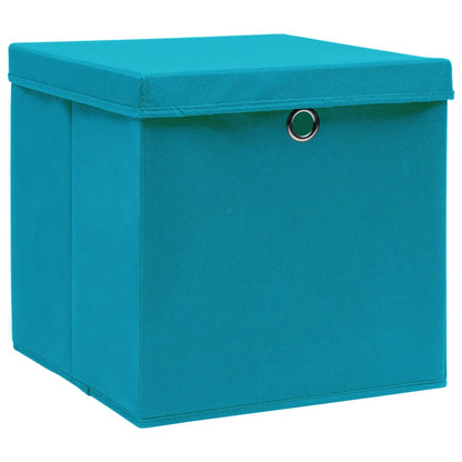 Aufbewahrungsboxen mit Deckeln 10 Stk. 28x28x28 cm Babyblau - Pazzar.ch