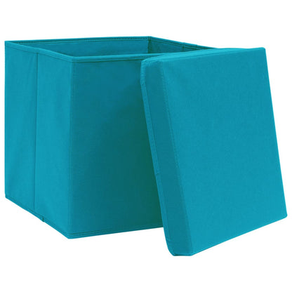 Aufbewahrungsboxen mit Deckeln 10 Stk. 28x28x28 cm Babyblau - Pazzar.ch