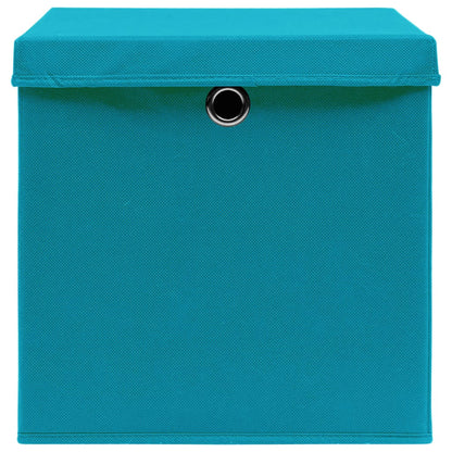 Aufbewahrungsboxen mit Deckeln 10 Stk. 28x28x28 cm Babyblau - Pazzar.ch