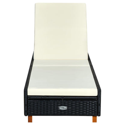 Sonnenliege mit Auflage Poly Rattan Schwarz - Pazzar.ch