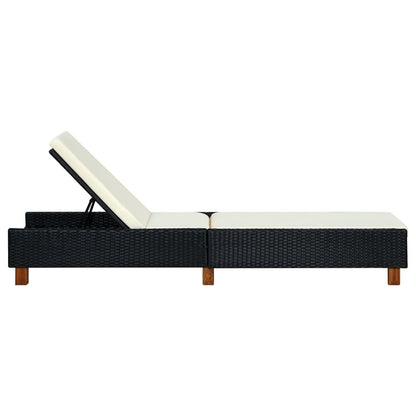 Sonnenliege mit Auflage Poly Rattan Schwarz - Pazzar.ch