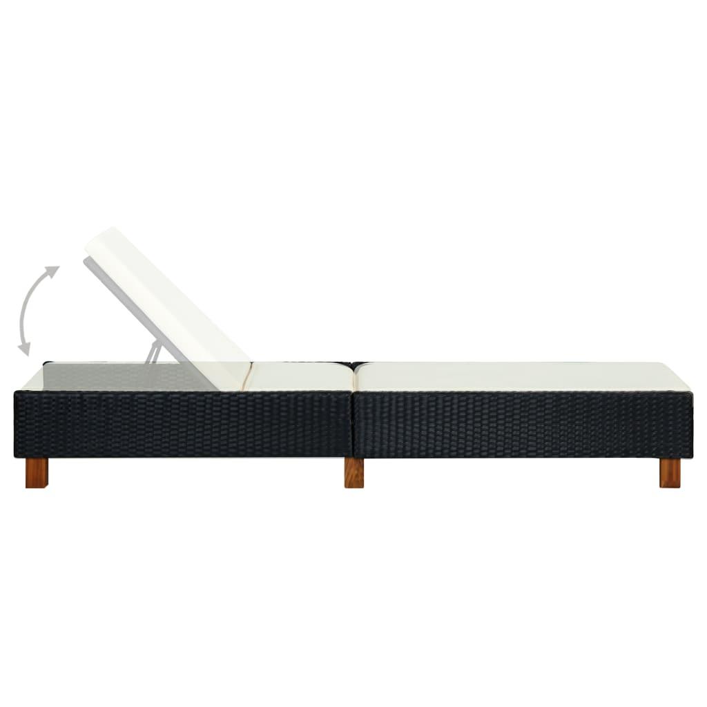 Sonnenliege mit Auflage Poly Rattan Schwarz - Pazzar.ch