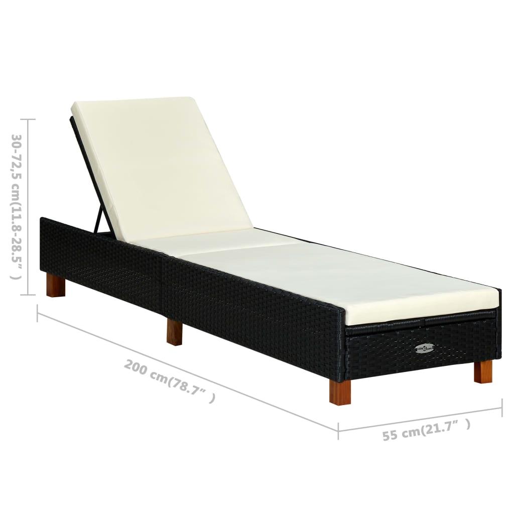 Sonnenliege mit Auflage Poly Rattan Schwarz - Pazzar.ch