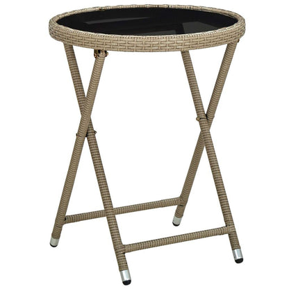 Beistelltisch Beige 60 cm Poly Rattan und Hartglas - Pazzar.ch