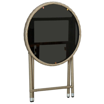 Beistelltisch Beige 60 cm Poly Rattan und Hartglas - Pazzar.ch