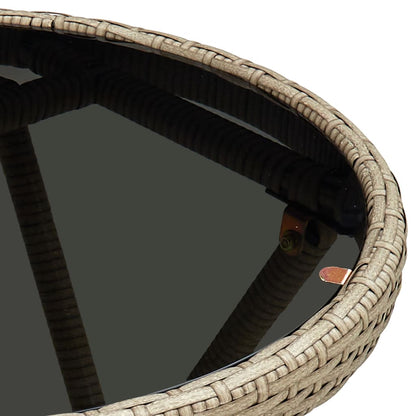 Beistelltisch Beige 60 cm Poly Rattan und Hartglas - Pazzar.ch