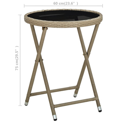 Beistelltisch Beige 60 cm Poly Rattan und Hartglas - Pazzar.ch