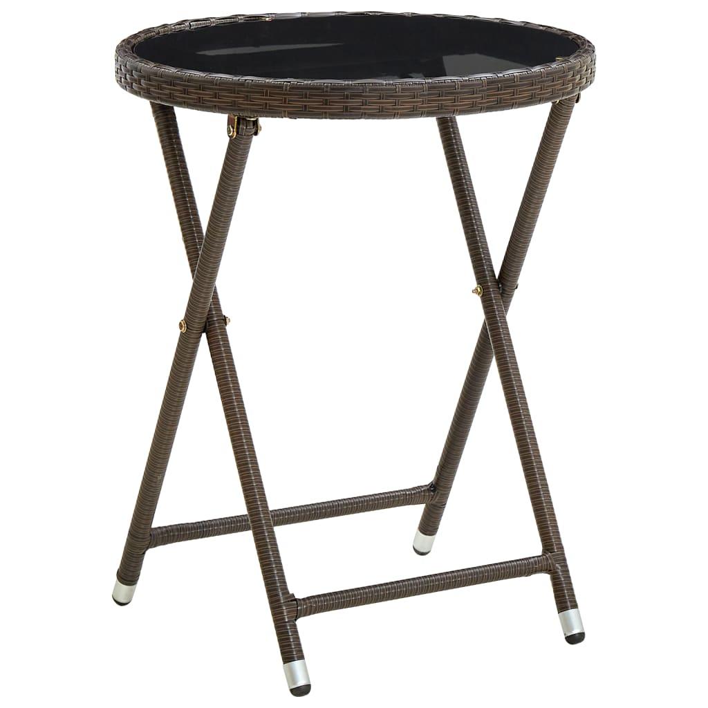 Beistelltisch Braun 60 cm Poly Rattan und Hartglas - Pazzar.ch