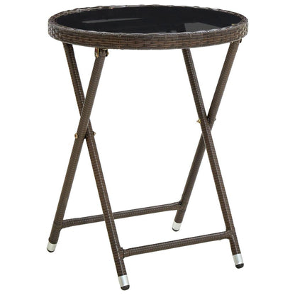 Beistelltisch Braun 60 cm Poly Rattan und Hartglas - Pazzar.ch