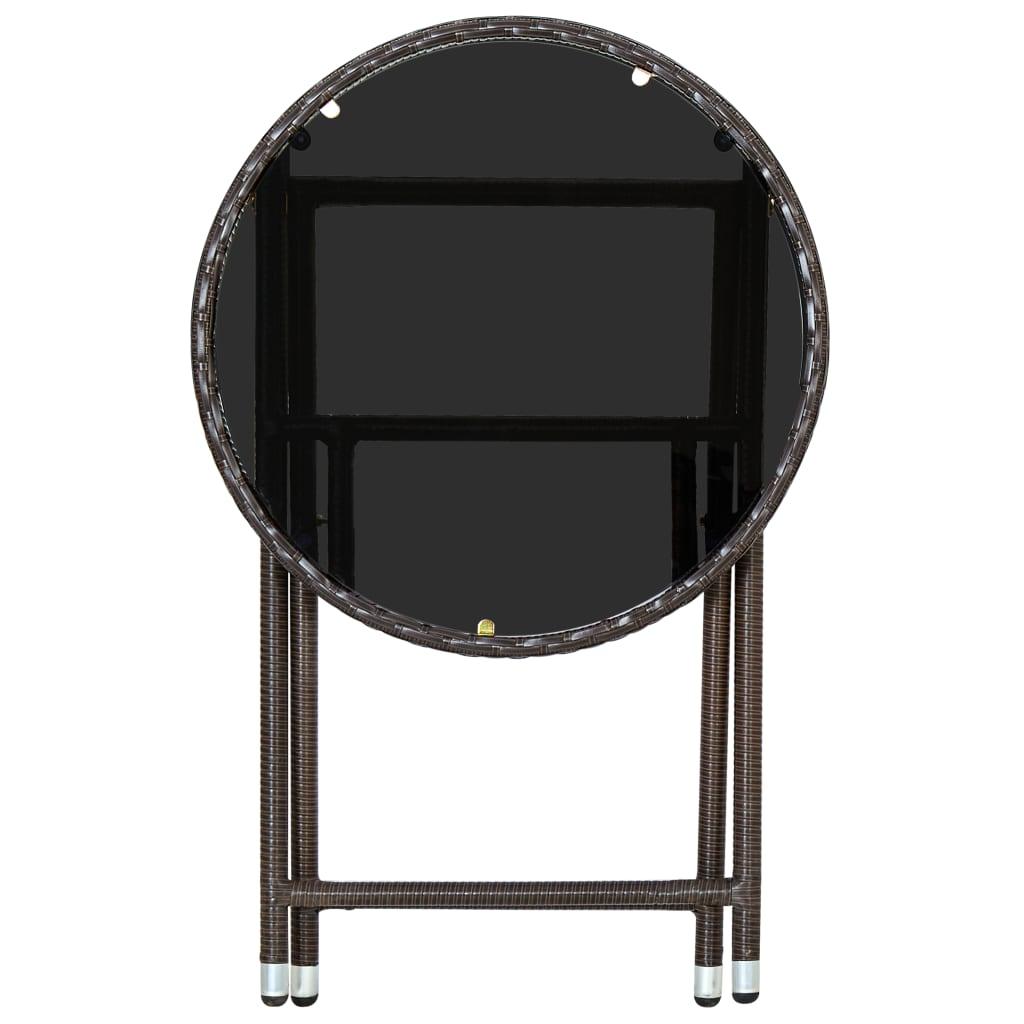Beistelltisch Braun 60 cm Poly Rattan und Hartglas - Pazzar.ch