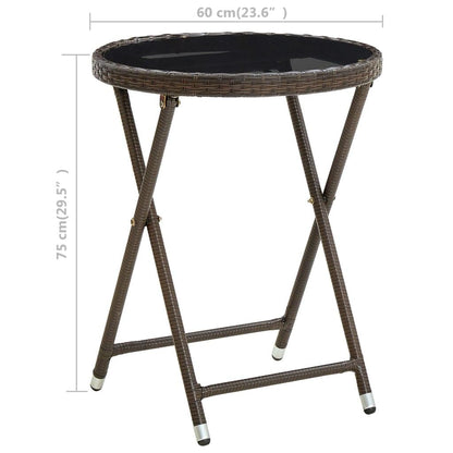 Beistelltisch Braun 60 cm Poly Rattan und Hartglas - Pazzar.ch