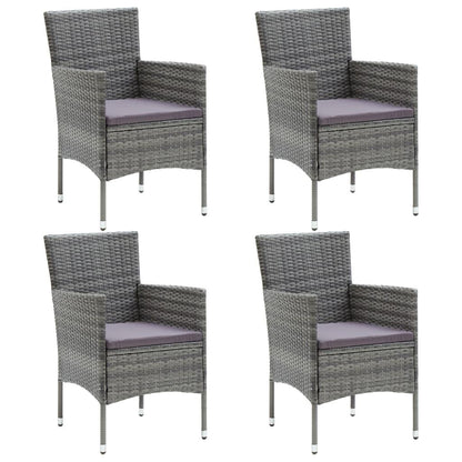 Garten-Essstühle 4 Stk. Poly Rattan Grau - Pazzar.ch