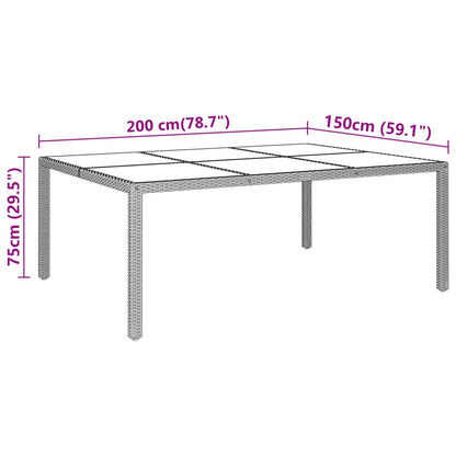 Gartentisch mit Glasplatte Braun 200x150x75 cm Rattan - Pazzar.ch