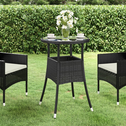 Gartentisch Ø60x75 cm Hartglas und Poly Rattan Schwarz - Pazzar.ch