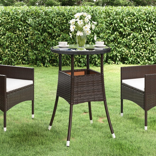 Gartentisch Ø60x75 cm Hartglas und Poly Rattan Braun - Pazzar.ch