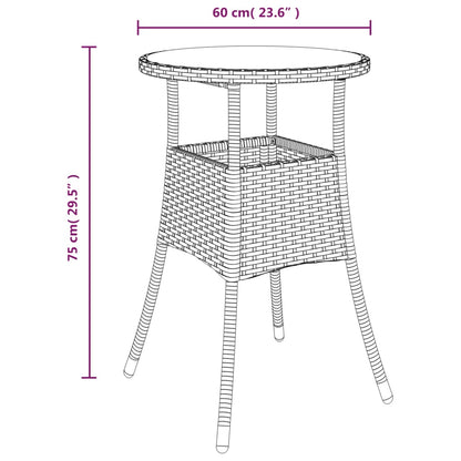 Gartentisch Ø60x75 cm Hartglas und Poly Rattan Grau - Pazzar.ch