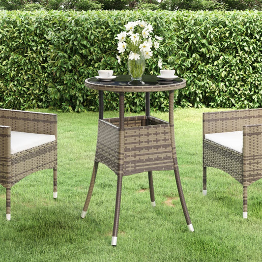 Gartentisch Ø60x75 cm Hartglas und Poly Rattan Grau - Pazzar.ch