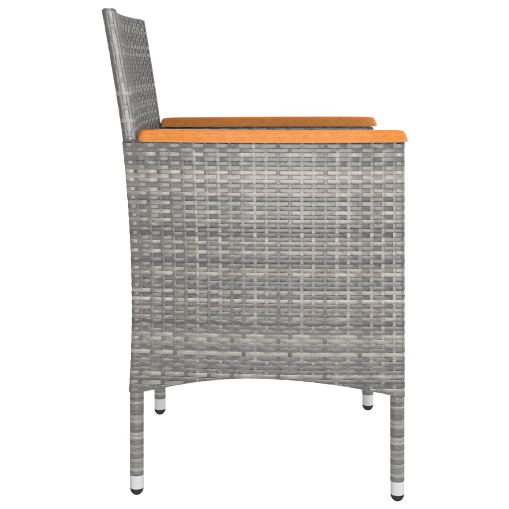 4-tlg. Gartenstuhl und Hocker Set Poly Rattan Grau - Pazzar.ch