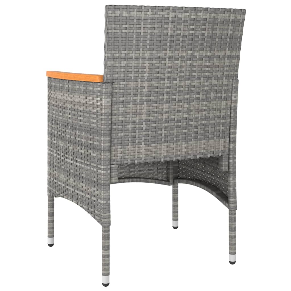 4-tlg. Gartenstuhl und Hocker Set Poly Rattan Grau - Pazzar.ch