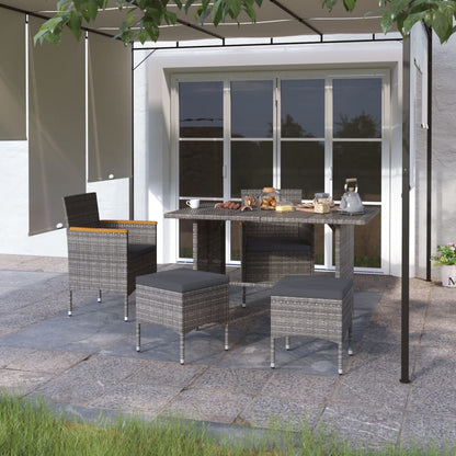 4-tlg. Gartenstuhl und Hocker Set Poly Rattan Grau - Pazzar.ch