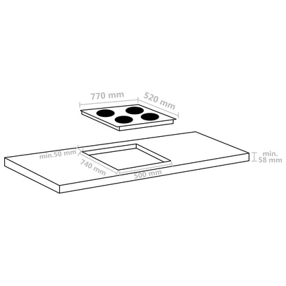 Induktionskochfeld mit 4 Platten Touch Control Glas 77cm 7000 W - Pazzar.ch